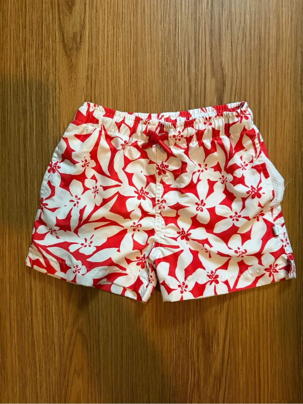 LOFT x Posh Peanut Red and White Floral Elastic-Toddler Board Shorts